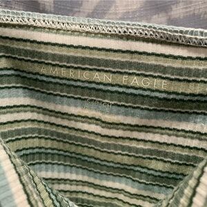 American Eagle Outfitters Green Striped Crop Top